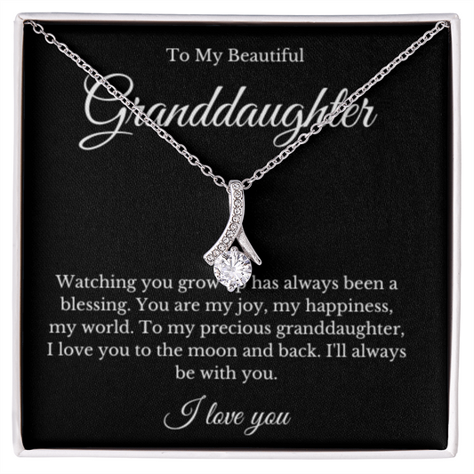 Ribbon Jewelry, Grandparents Granddaughter Necklace, Grandchild Gift, Jewelry for Granddaughter, Message Card Necklace, Minimalist Christmas Gift