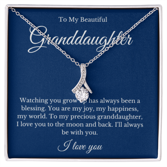 Ribbon Jewelry, Grandparents Granddaughter Necklace, Grandchild Gift, Jewelry for Granddaughter, Message Card Necklace, Minimalist Christmas Gift