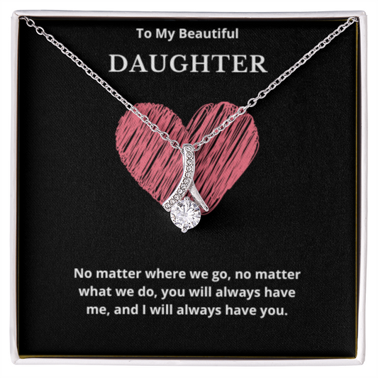 To My Beautiful Ribbon Necklace, Gift For Daughter From Mom, Daughter's Birthday, Daughter's Graduation, Daughter Jewelry