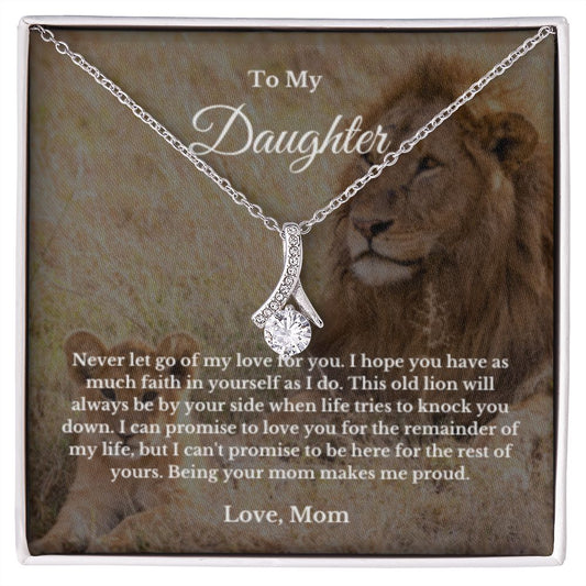 To My Daughter Necklace, Mom Daughter Necklace, Mother to Daughter Birthday Gift, Gifts to Daughter from Mom, Lion Message Card Necklace, Minimalist Jewelry