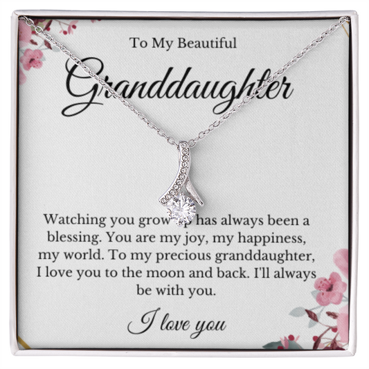 Ribbon Jewelry, Grandparents Granddaughter Necklace, Grandchild Gift, Jewelry for Granddaughter, Message Card Necklace, Minimalist Christmas Gift