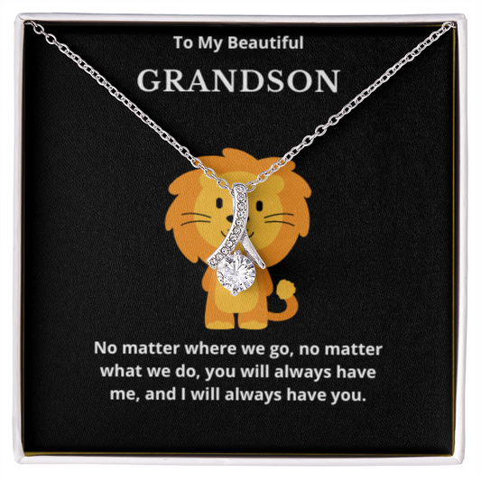 To Grandson Interlocked Hearts Necklace, Present For Grandson Birthday/Christmas Gifts For Grandson Necklace Grandson Jewelry