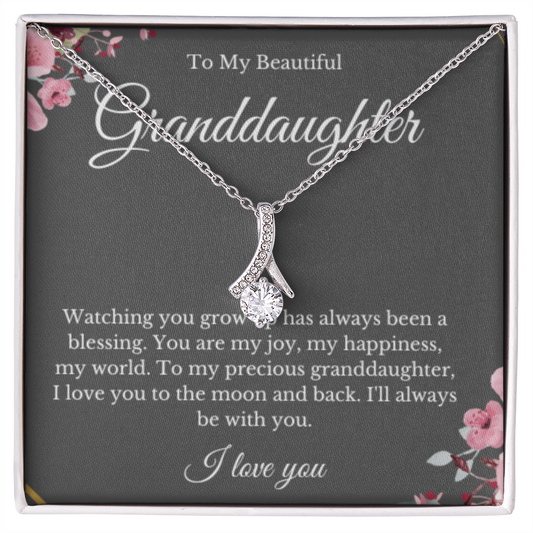 Ribbon Jewelry, Grandparents Granddaughter Necklace, Grandchild Gift, Jewelry for Granddaughter, Message Card Necklace, Minimalist Christmas Gift