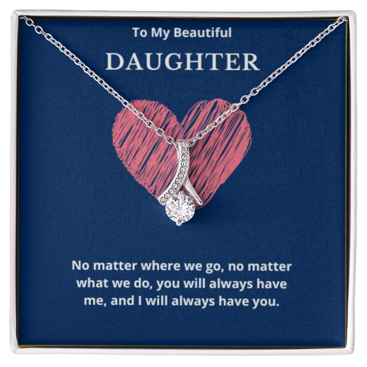 To My Beautiful Daughter Ribbon Necklace, Gift For Daughter From Mom, Daughter's Birthday, Daughter's Graduation, Daughter Jewelry