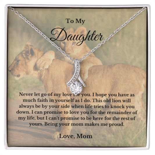 To My Daughter Necklace, Mom Daughter Necklace, Mother to Daughter Birthday Gift, Gifts to Daughter from Mom, Lion Message Card Necklace, Minimalist Jewelry
