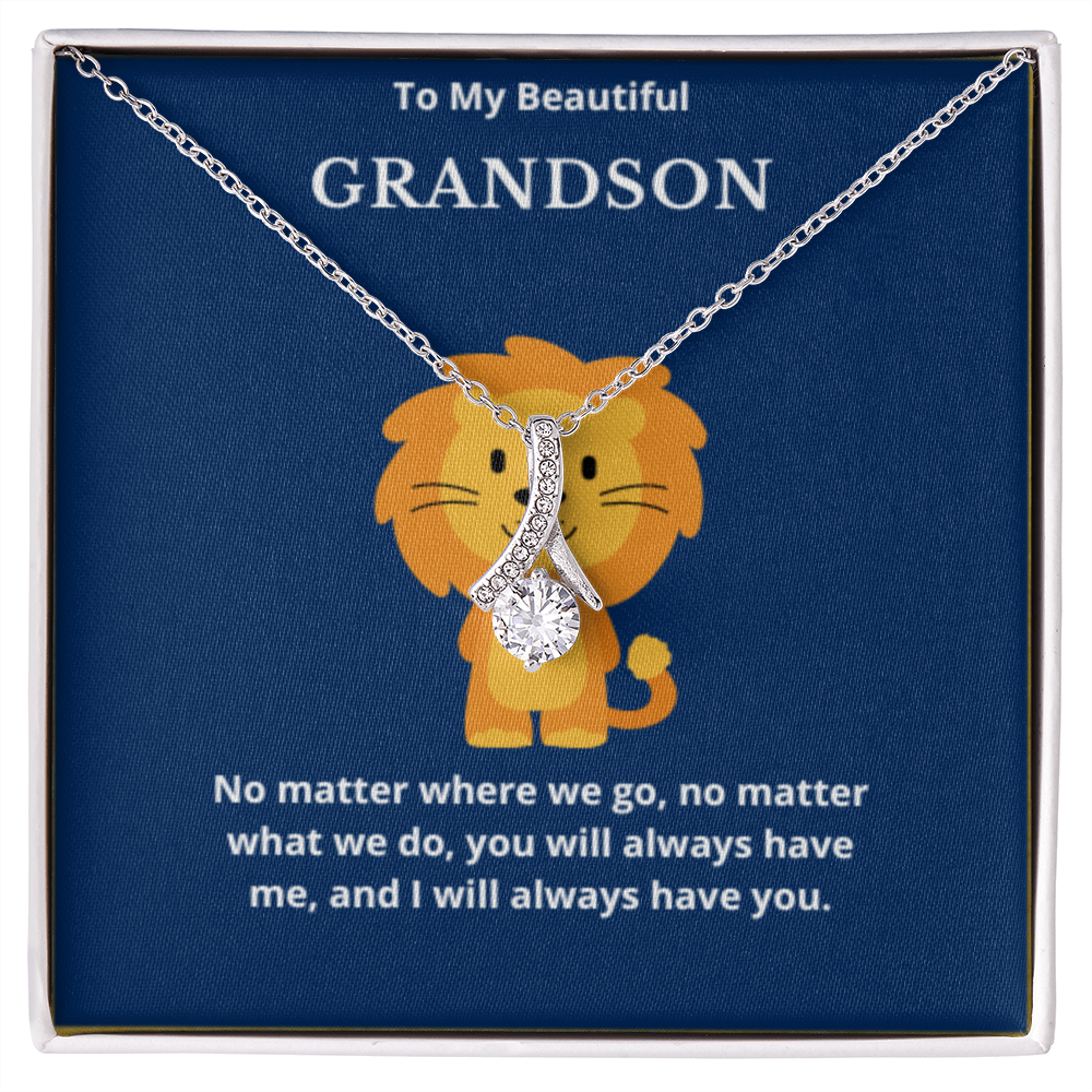 To Grandson Interlocked Hearts Necklace, Present For Grandson Birthday/Christmas Gifts For Grandson Necklace Grandson Jewelry
