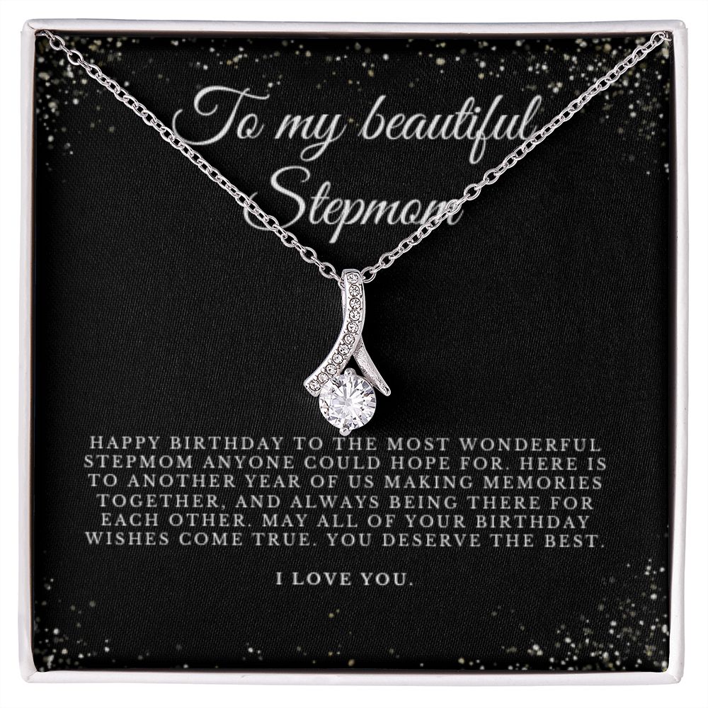 To Stepmom, Happy Birthday Gift, Stepmom Birthday Jewelry, BD Necklace Gift, Stepmother Thoughtful Gift, Message Card, Christmas Jewelry