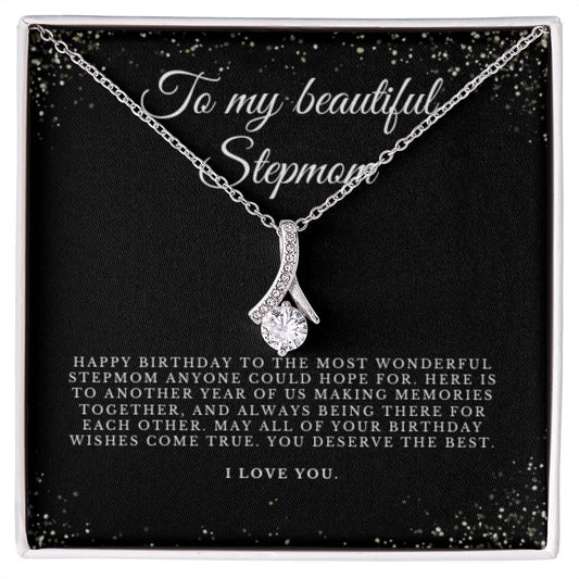 To Stepmom, Happy Birthday Gift, Stepmom Birthday Jewelry, BD Necklace Gift, Stepmother Thoughtful Gift, Message Card, Christmas Jewelry