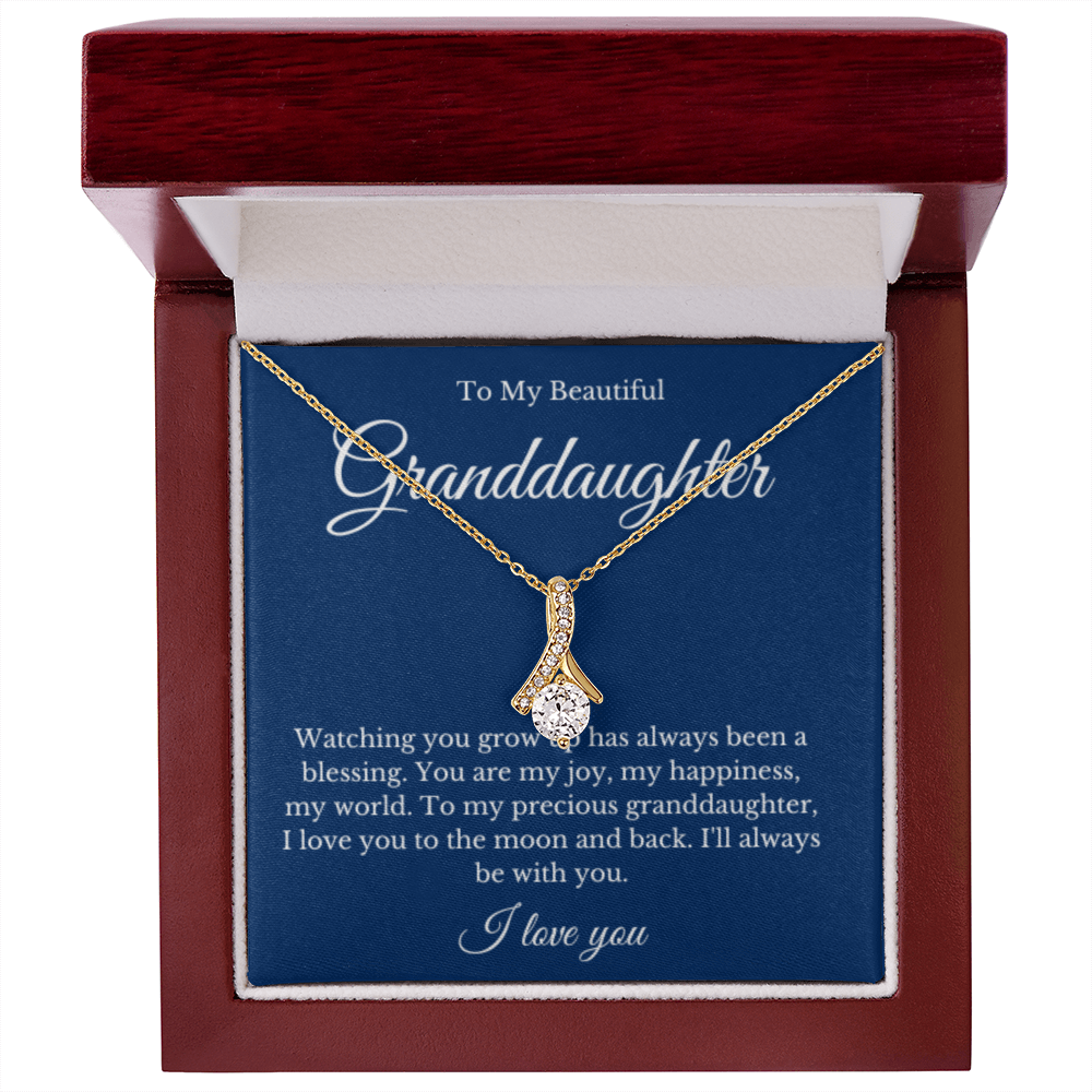 Ribbon Jewelry, Grandparents Granddaughter Necklace, Grandchild Gift, Jewelry for Granddaughter, Message Card Necklace, Minimalist Christmas Gift