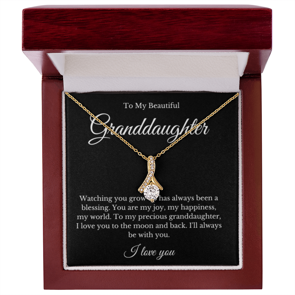 Ribbon Jewelry, Grandparents Granddaughter Necklace, Grandchild Gift, Jewelry for Granddaughter, Message Card Necklace, Minimalist Christmas Gift