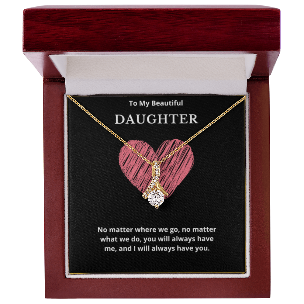 To My Beautiful Ribbon Necklace, Gift For Daughter From Mom, Daughter's Birthday, Daughter's Graduation, Daughter Jewelry