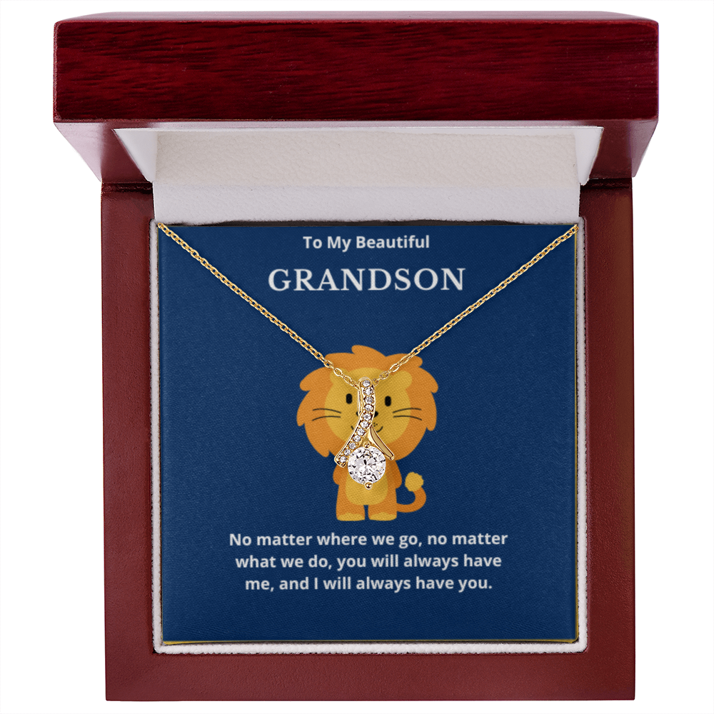 To Grandson Interlocked Hearts Necklace, Present For Grandson Birthday/Christmas Gifts For Grandson Necklace Grandson Jewelry