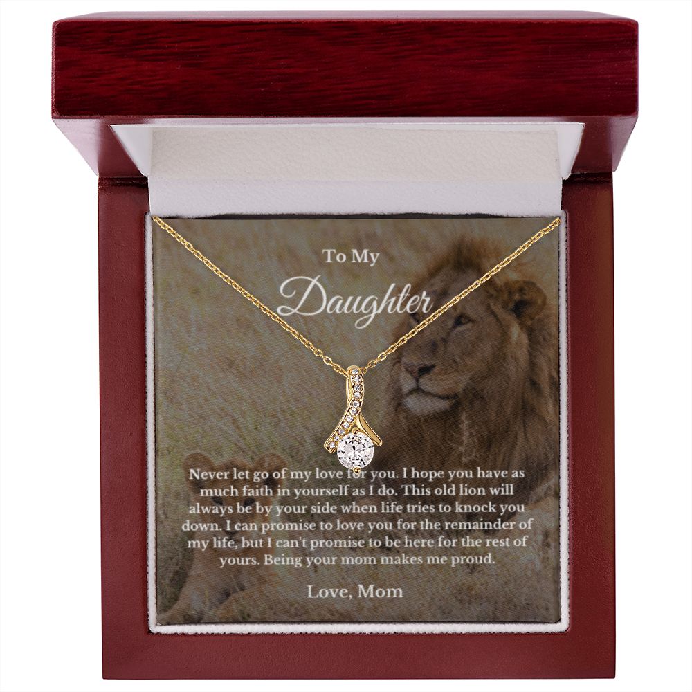 To My Daughter Necklace, Mom Daughter Necklace, Mother to Daughter Birthday Gift, Gifts to Daughter from Mom, Lion Message Card Necklace, Minimalist Jewelry