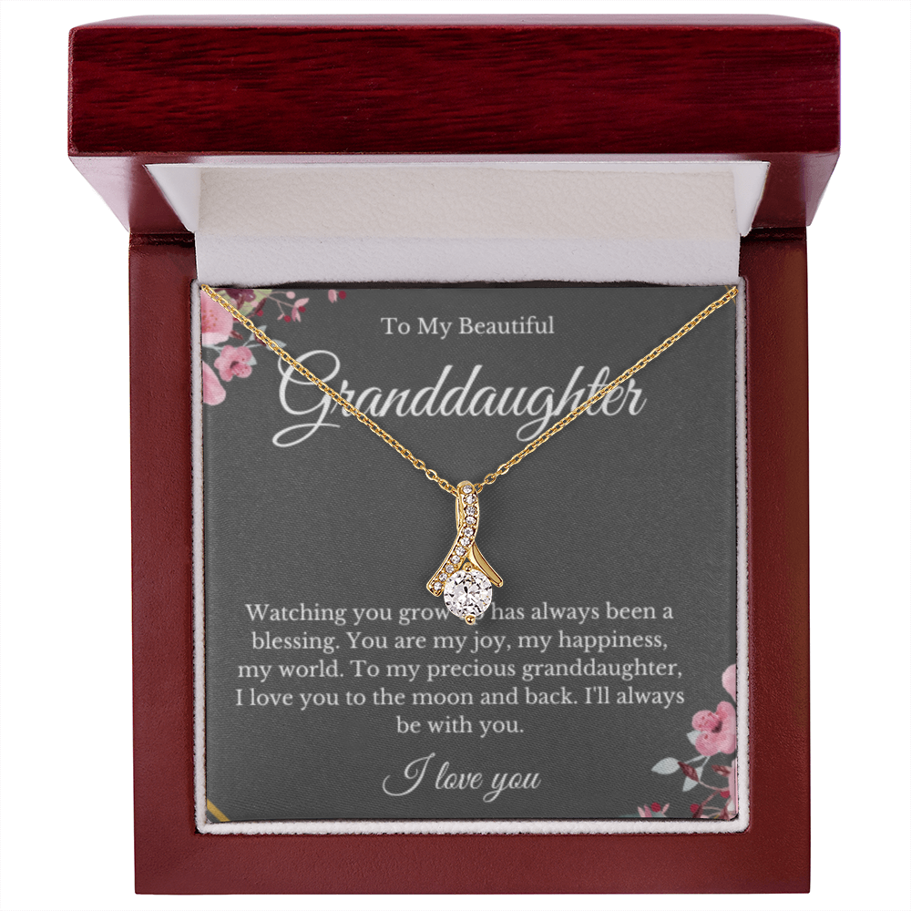 Ribbon Jewelry, Grandparents Granddaughter Necklace, Grandchild Gift, Jewelry for Granddaughter, Message Card Necklace, Minimalist Christmas Gift