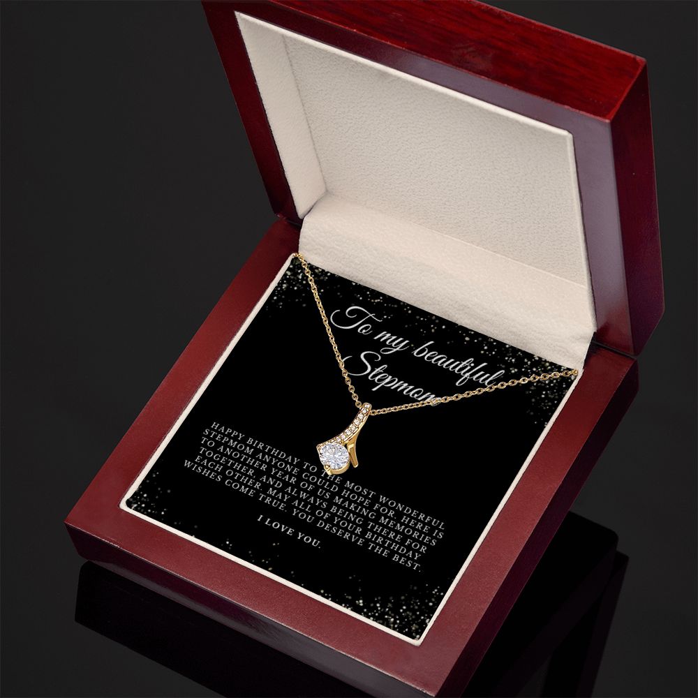 To Stepmom, Happy Birthday Gift, Stepmom Birthday Jewelry, BD Necklace Gift, Stepmother Thoughtful Gift, Message Card, Christmas Jewelry