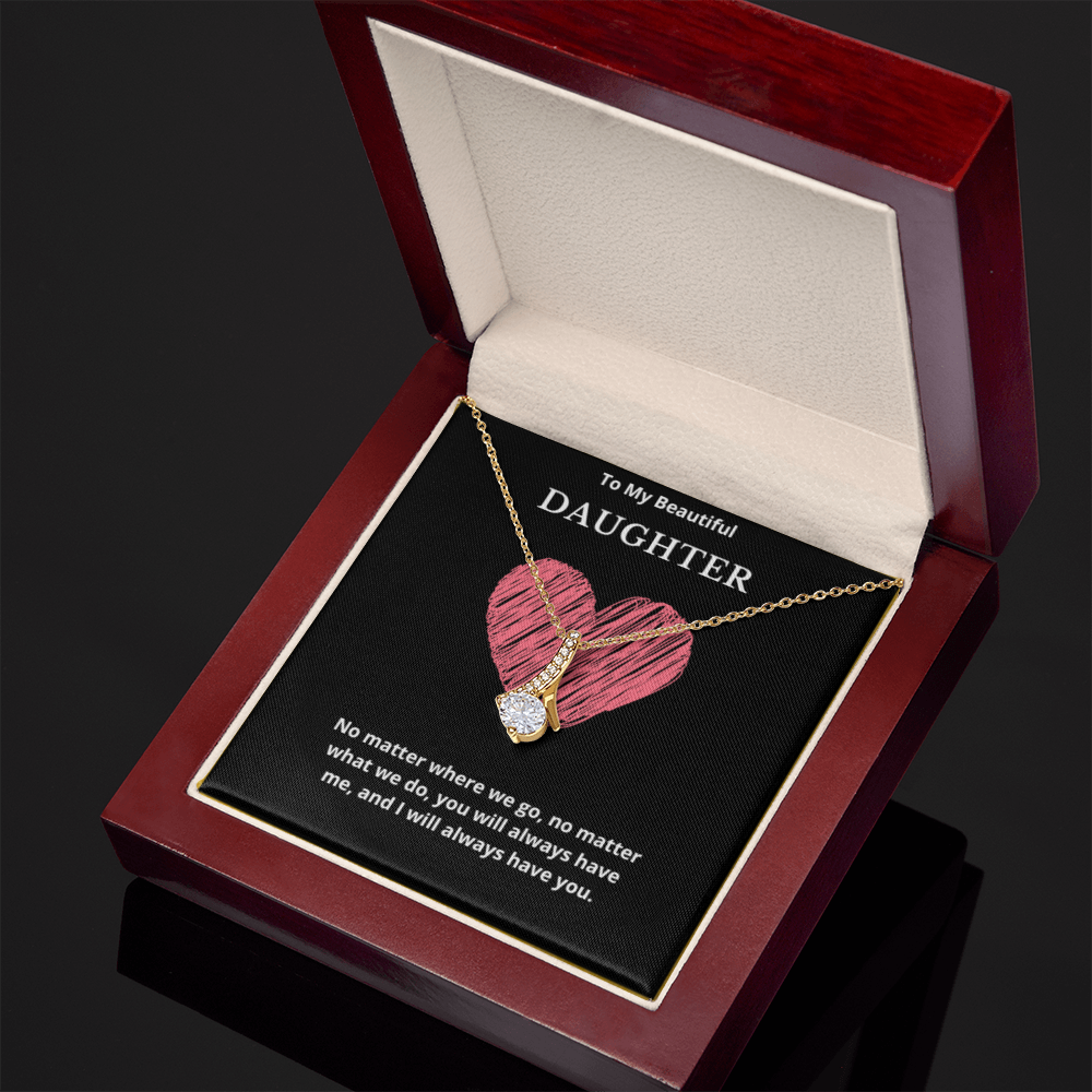To My Beautiful Ribbon Necklace, Gift For Daughter From Mom, Daughter's Birthday, Daughter's Graduation, Daughter Jewelry