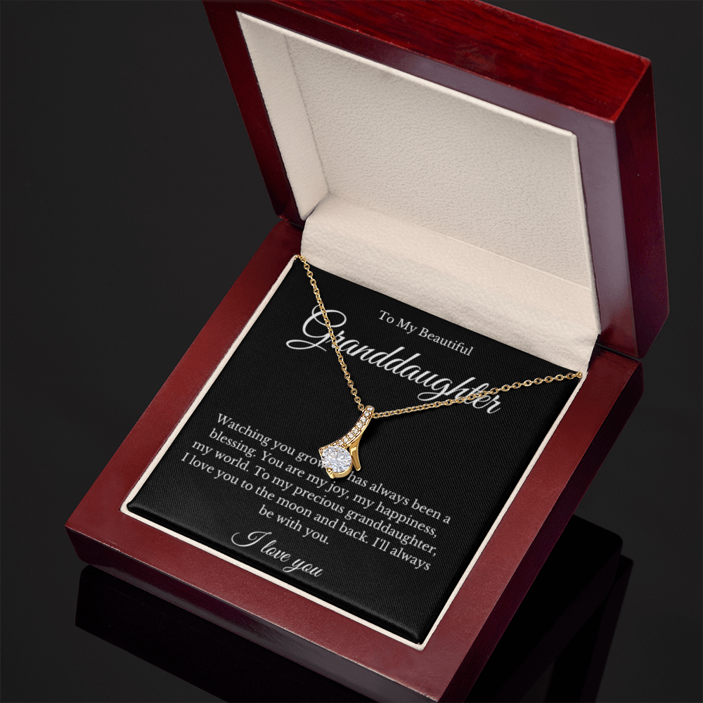 Ribbon Jewelry, Grandparents Granddaughter Necklace, Grandchild Gift, Jewelry for Granddaughter, Message Card Necklace, Minimalist Christmas Gift