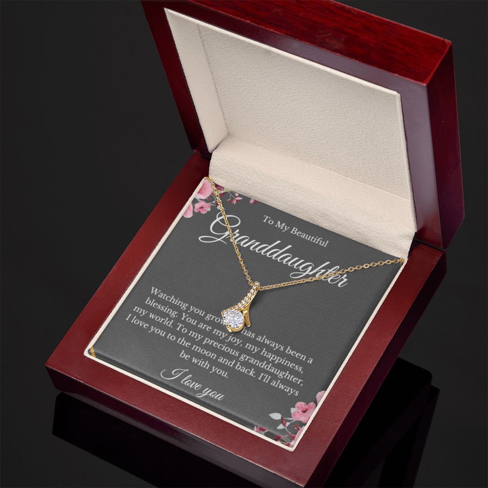 Ribbon Jewelry, Grandparents Granddaughter Necklace, Grandchild Gift, Jewelry for Granddaughter, Message Card Necklace, Minimalist Christmas Gift