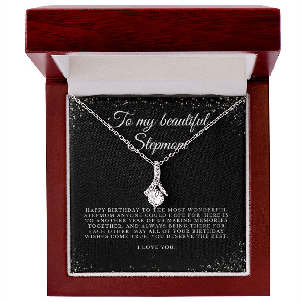 To Stepmom, Happy Birthday Gift, Stepmom Birthday Jewelry, BD Necklace Gift, Stepmother Thoughtful Gift, Message Card, Christmas Jewelry