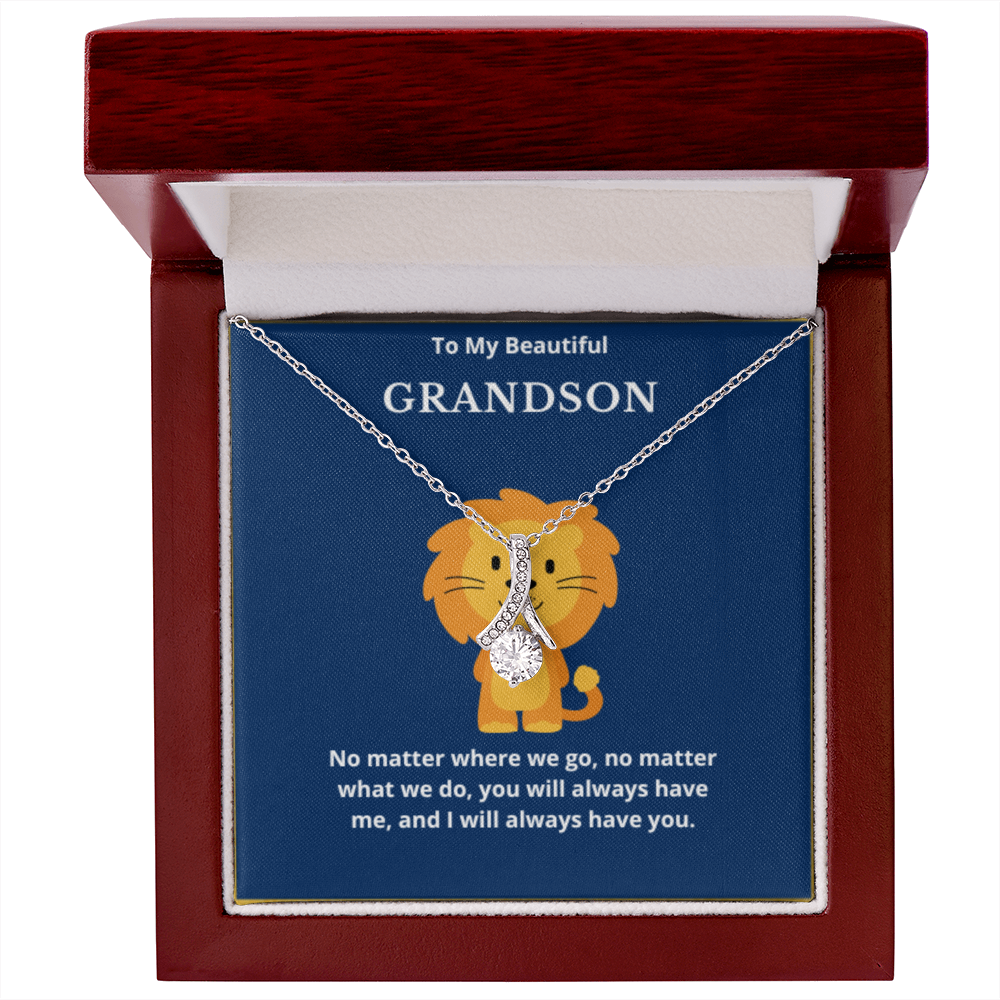 To Grandson Interlocked Hearts Necklace, Present For Grandson Birthday/Christmas Gifts For Grandson Necklace Grandson Jewelry
