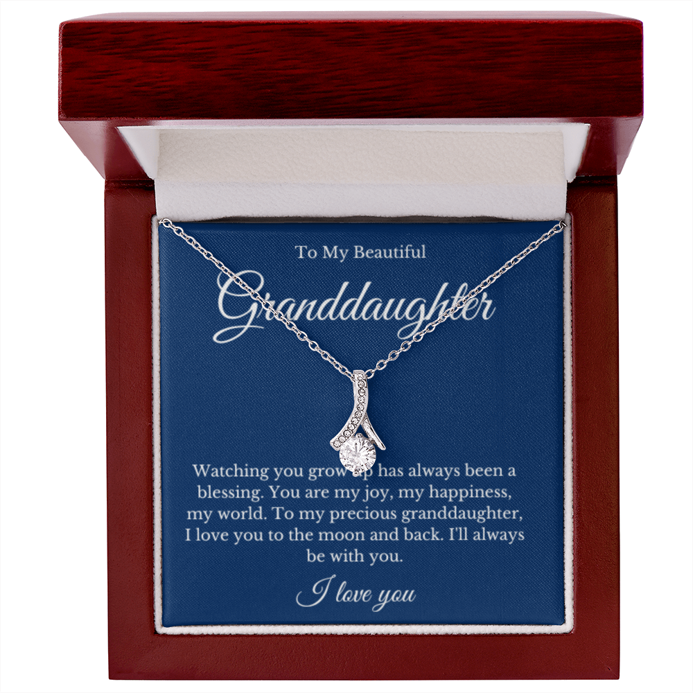 Ribbon Jewelry, Grandparents Granddaughter Necklace, Grandchild Gift, Jewelry for Granddaughter, Message Card Necklace, Minimalist Christmas Gift