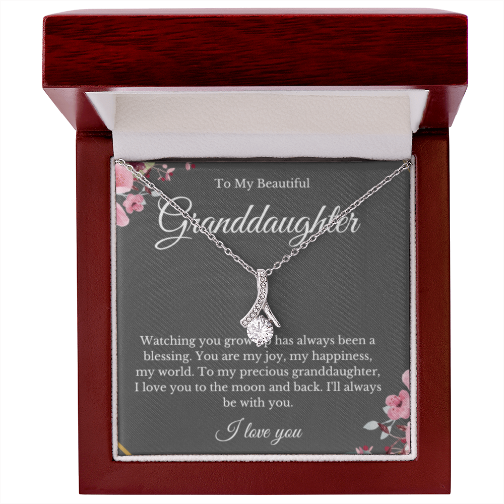 Ribbon Jewelry, Grandparents Granddaughter Necklace, Grandchild Gift, Jewelry for Granddaughter, Message Card Necklace, Minimalist Christmas Gift