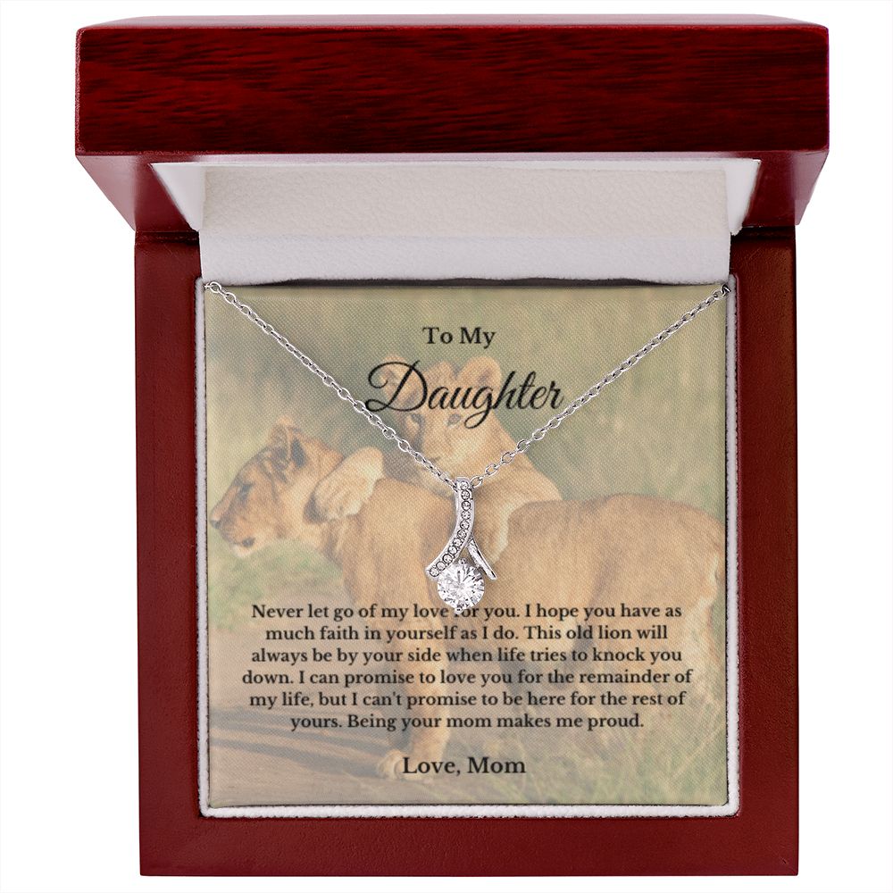To My Daughter Necklace, Mom Daughter Necklace, Mother to Daughter Birthday Gift, Gifts to Daughter from Mom, Lion Message Card Necklace, Minimalist Jewelry