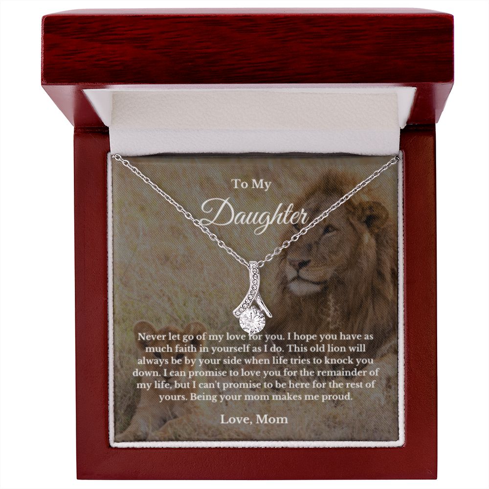 To My Daughter Necklace, Mom Daughter Necklace, Mother to Daughter Birthday Gift, Gifts to Daughter from Mom, Lion Message Card Necklace, Minimalist Jewelry