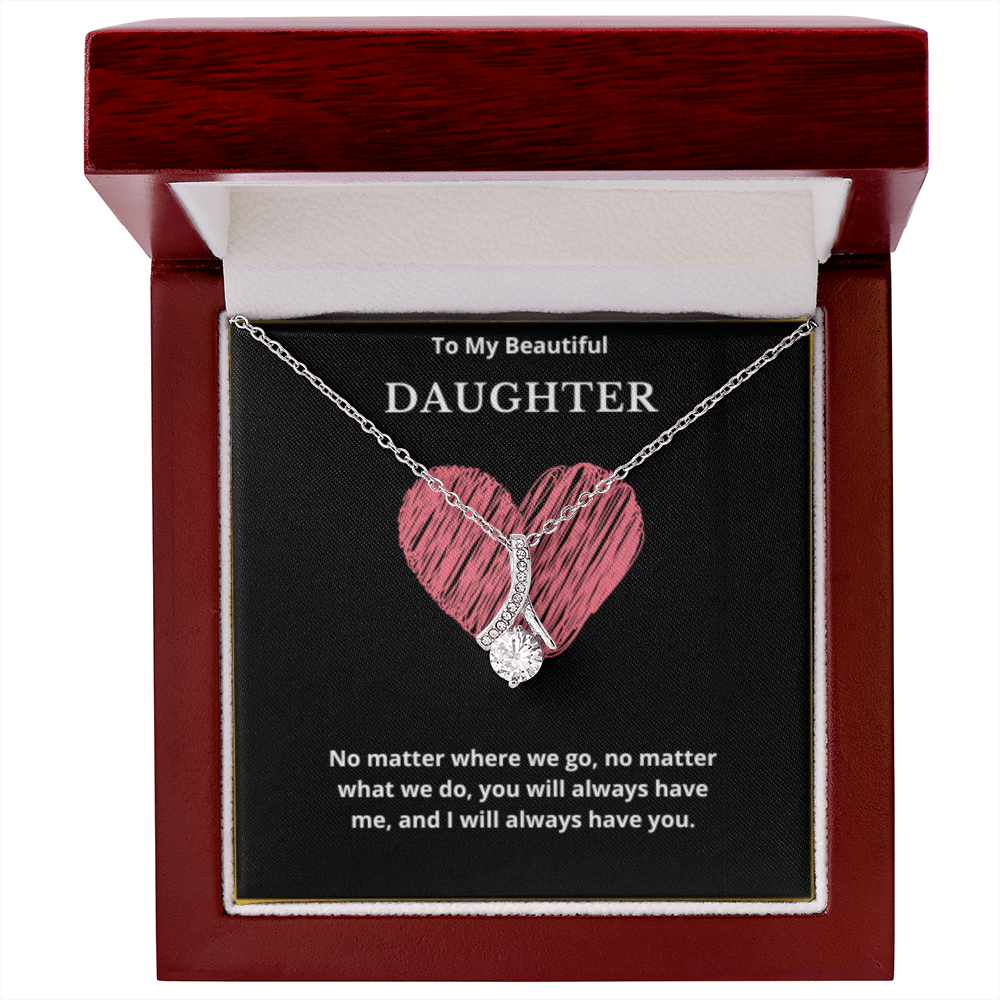 To My Beautiful Ribbon Necklace, Gift For Daughter From Mom, Daughter's Birthday, Daughter's Graduation, Daughter Jewelry