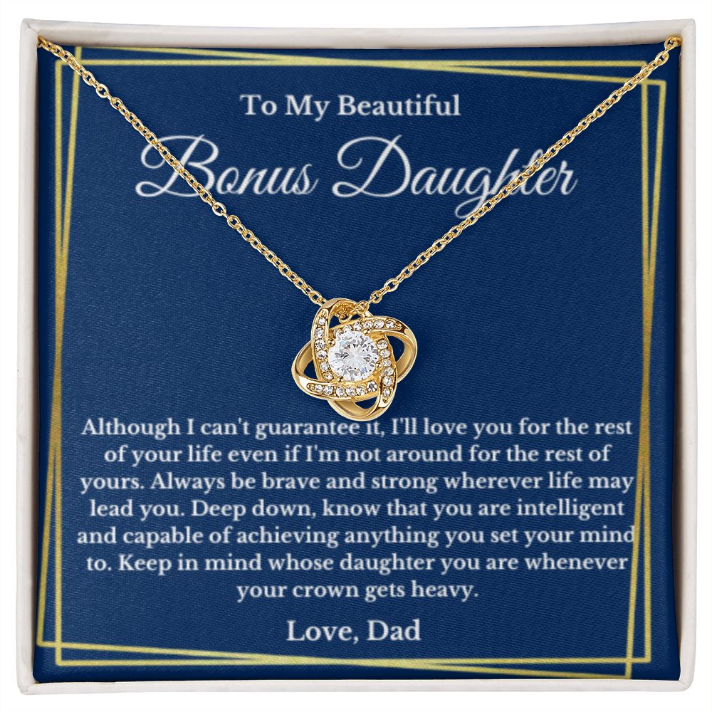 To My Bonus Daughter Necklace, Father Step Daughter Necklace, Birthday, Gifts to Bonus Daughter, Message Card Necklace