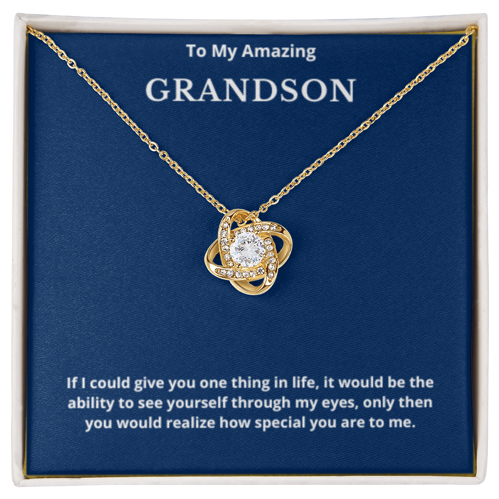 To Grandson Love Knot Necklace, Present For Grandson Birthday/Christmas Gifts For Grandson Necklace Grandson Jewelry Grandson Wedding Day Gifts