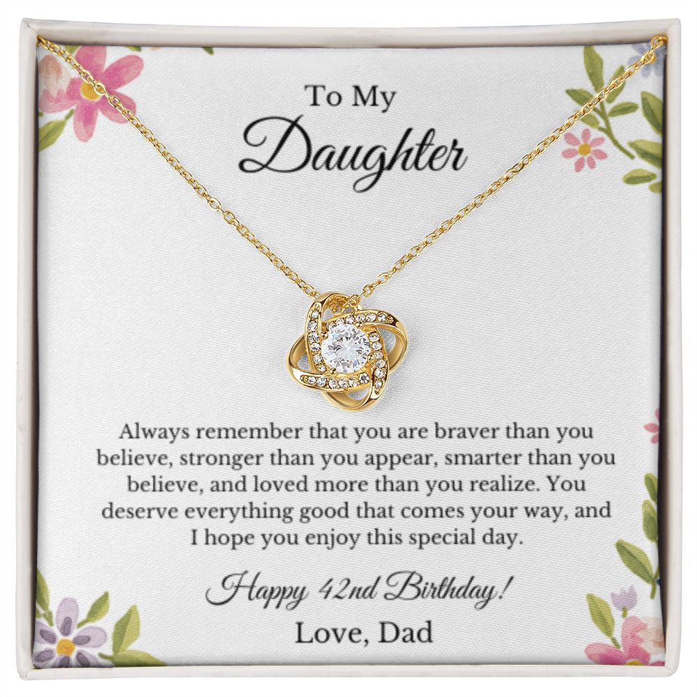 Daughter's 42nd Birthday Necklace Gift With Message Card, To My Daughter 42nd Birthday Gift From Dad