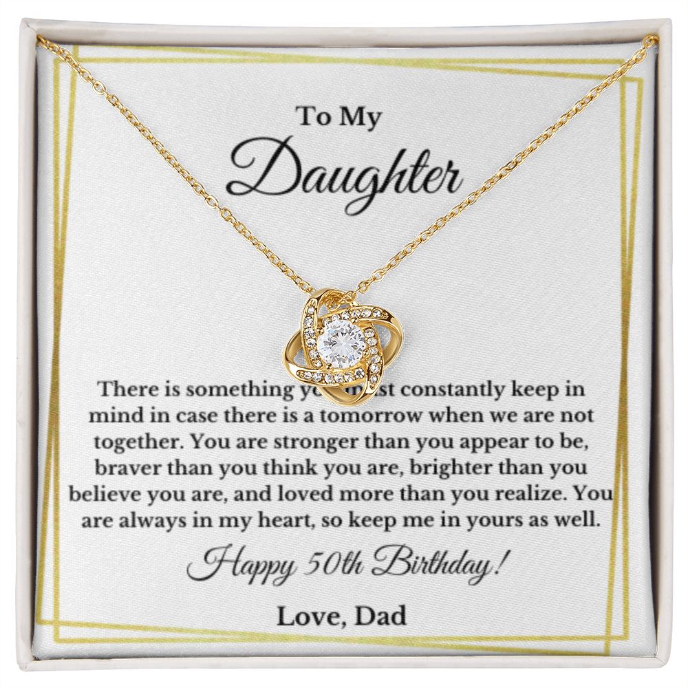 Daughter's 50th Birthday Necklace Gift With Message Card, To My Daughter 50th Birthday Gift From Dad