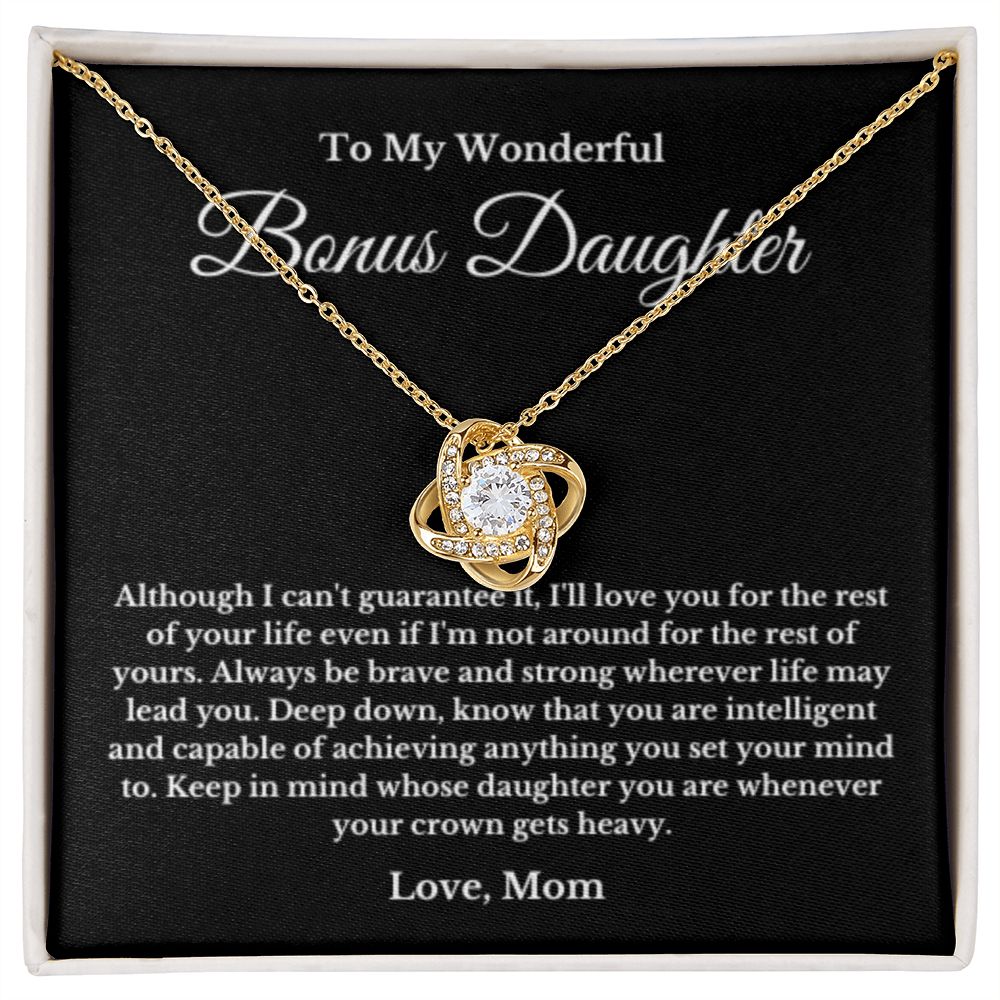 Bonus Daughter Necklace, Mother to Daughter Gift, Step Daughter Jewelry, Birthday Gift, Message Card