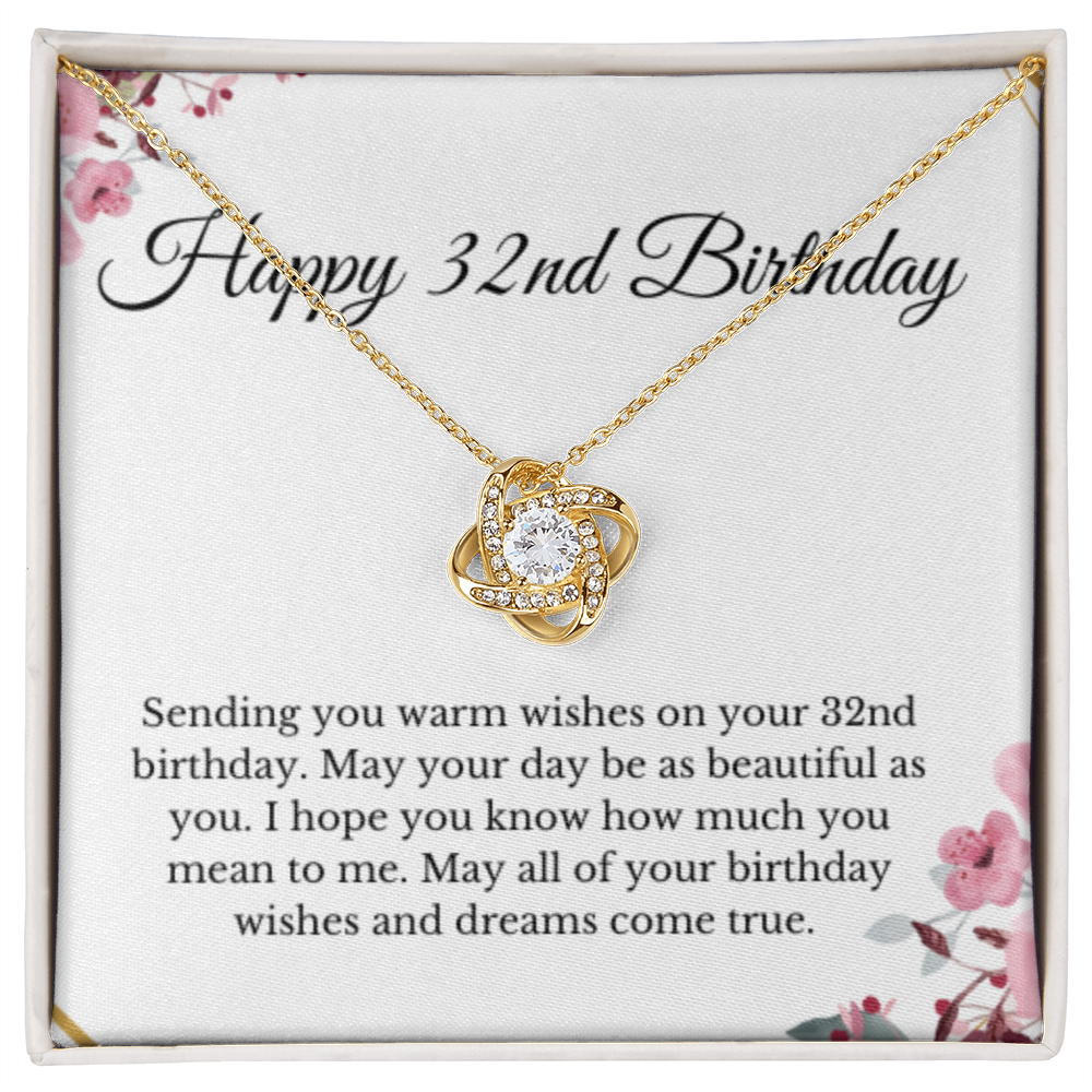 Love Knot, 32nd Birthday Necklace Gift