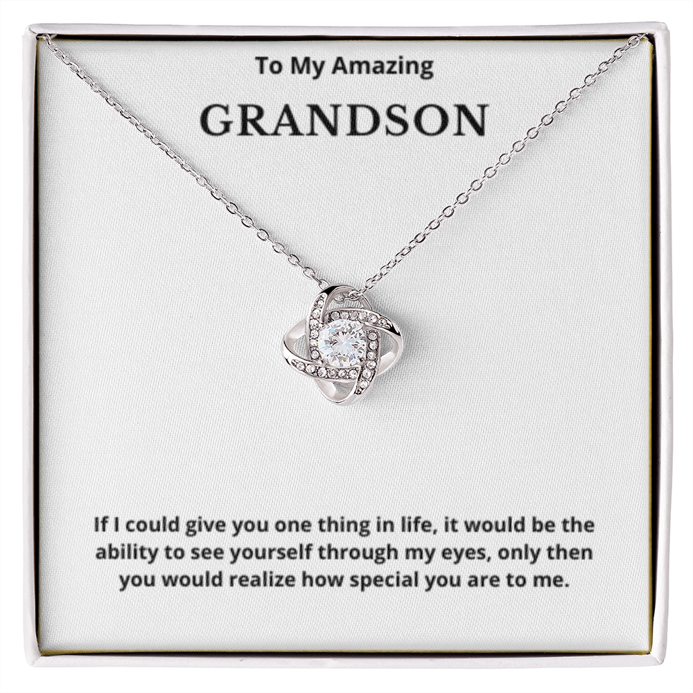 To Grandson Love Knot Necklace, Present For Grandson Birthday/Christmas Gifts For Grandson Necklace Grandson Jewelry Grandson Wedding Day Gifts