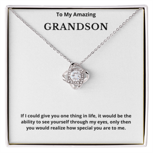 To Grandson Love Knot Necklace, Present For Grandson Birthday/Christmas Gifts For Grandson Necklace Grandson Jewelry Grandson Wedding Day Gifts