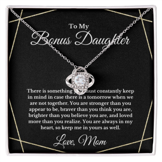 Bonus Daughter Necklace, Mother to Daughter Gift, Step Daughter Jewelry, Birthday Gift, Message Card