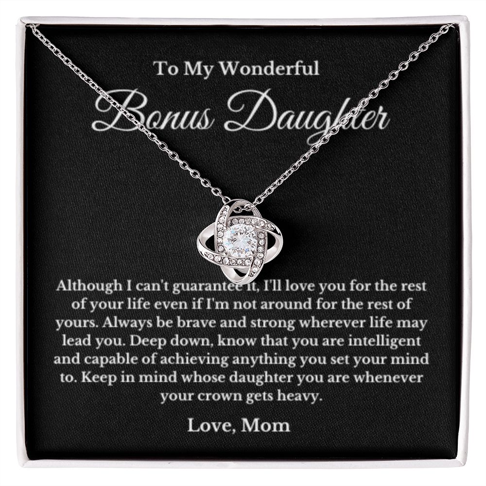 Bonus Daughter Necklace, Mother to Daughter Gift, Step Daughter Jewelry, Birthday Gift, Message Card