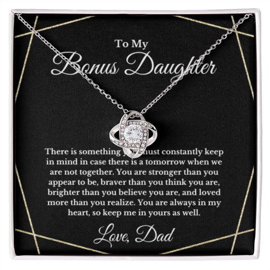 To My Bonus Daughter Necklace, Father Step Daughter Necklace, Birthday, Gifts to Bonus Daughter, Message Card Necklace