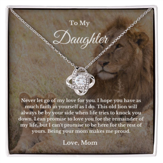 To My Daughter Necklace, Mom Daughter Necklace, Mother to Daughter Birthday Gift, Gifts to Daughter from Mom, Lion Message Card Necklace, Minimalist Jewelry