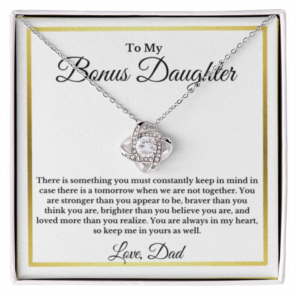 To My Bonus Daughter Necklace, Father Step Daughter Necklace, Birthday, Gifts to Bonus Daughter, Message Card Necklace