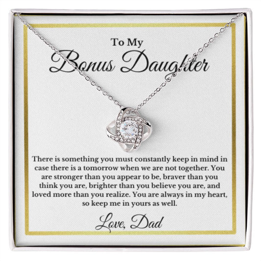 To My Bonus Daughter Necklace, Father Step Daughter Necklace, Birthday, Gifts to Bonus Daughter, Message Card Necklace