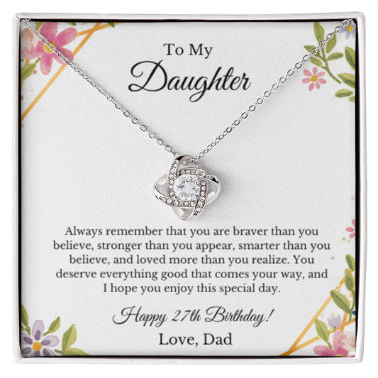 Daughter's 27th Birthday Necklace Gift With Message Card, To My Daughter 27th Birthday Gift From Dad