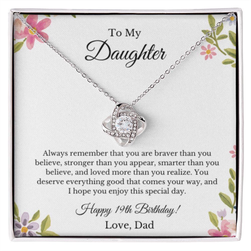 Daughter's 19th Birthday Necklace Gift With Message Card, To My Daughter 19th Birthday Gift From Dad