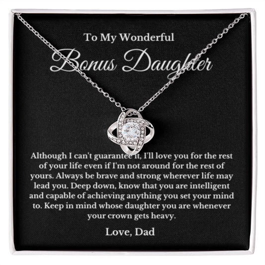 To My Bonus Daughter Necklace, Father Step Daughter Necklace, Birthday, Gifts to Bonus Daughter, Message Card Necklace
