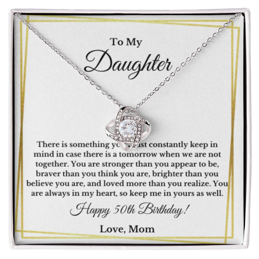 Daughter's 50th Birthday Necklace Gift With Message Card, To My Daughter 50th Birthday Gift From Mom