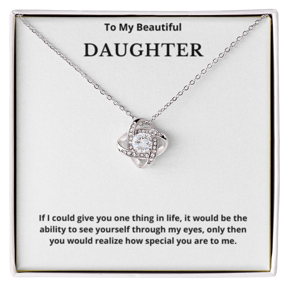 To My Beautiful Daughter Love Knot Necklace, Gift For Daughter From Mom, Daughter's Birthday, Daughter's Graduation, Daughter Jewelry