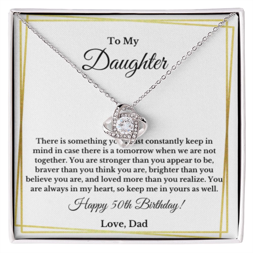 Daughter's 50th Birthday Necklace Gift With Message Card, To My Daughter 50th Birthday Gift From Dad