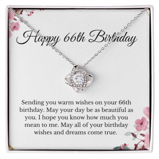 Love Knot, 66th Birthday Necklace Gift